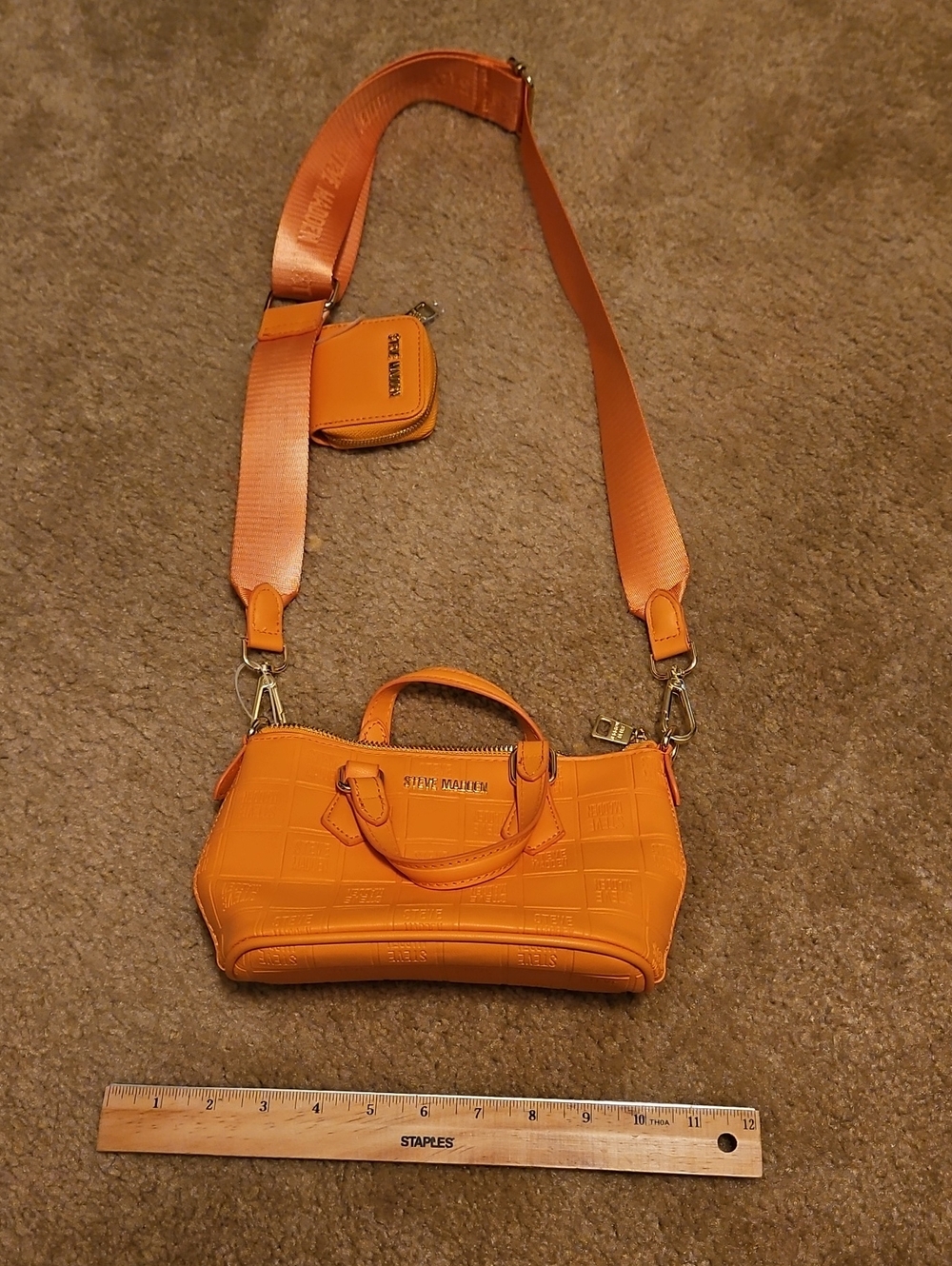 Peach/Orange Steve Madden Crossbody Satchel Handbag with Removable Strap
